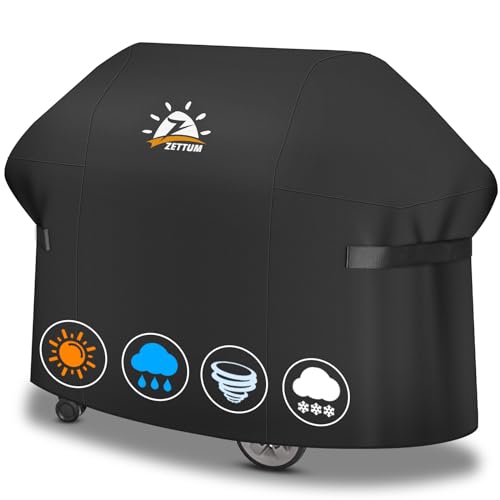 Zettum Grillabdeckung 165 cm - 7131 Grill Abdeckung für Weber Genesis 400 Serie 4 Brenner Gas Grill Heavy Duty&Wasserdicht, PU abdeckhaube für Weber Genesis E435, E410, E440 (165 L x 63 W x 113 H cm)