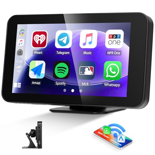 CAMECHO [2025] Navigationsgerät Wireless Carplay Android Auto, 4.7 Zoll HD Navi Touch Display mit Bluetooth EQ Ton FM Transmitter Airplay Android Cast mit AV-In Typ-C-Steckplatz
