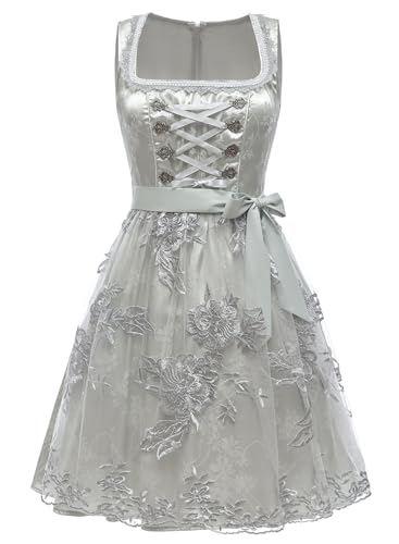 EvoEch Dirndl Damen Oktoberfest Damen Outfit Traditionelle Trachten für Damen Bayerischer Karneval Stil(Green,M