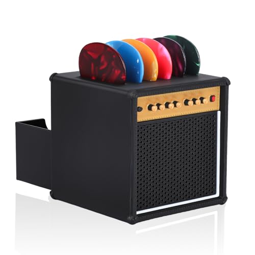 JYCSTE Guitar Pick Holder mit Aufbewahrungsbox, Guitar Amp Model Guitar Picks Holder mit 5 Celluloid Guitar Picks - Witzige Geschenke für Musiker und Gitarristen