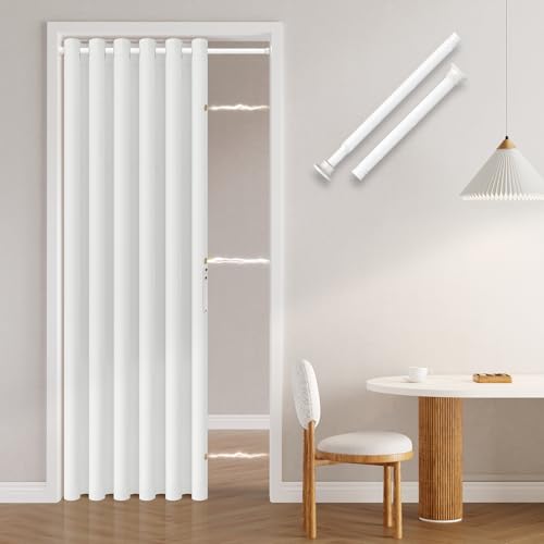 Jilron Türvorhang Ohne Bohren: Einfache Montage Mit Teleskopstange & Magnetischem Verschluss – Schutz Der Privatsphäre Im Raum (Weiß-H201 x B130 cm)