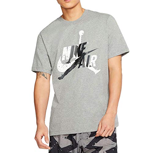 Nike Herren M J Jm Classics Ss Crew Hemd, Carbon Heather/Blanco, XL