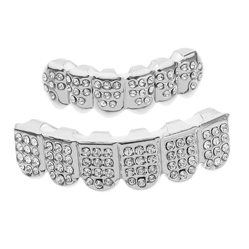 MOBUTOFU Hip Hop Zahngitter Mit Strasssteinen Metall Zahnschmuck Für Rapper Und Cosplay Dekorative Grills Für Zähne Leicht Und Komfortabel Partys Und Bühnenauftritte
