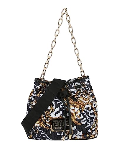 Versace Jeans Couture Crunchy Bag, Quilted Nylon, Schwarz-Gold