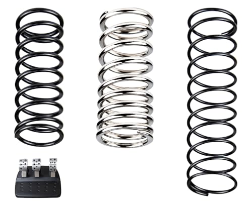SOULWIT 3 Stück Verbessertes Rennlenkrad Pedalfedern Kit für Logitech G25/G27/G29/G920/G923 – Bremse, Gas, Kupplung – Manganstahl Federn – 1 Silber + 2 Schwarz