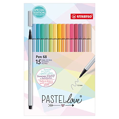 STABILO - Premium-Filzstift - Pen 68 - Pastellove Set - 15er Pack