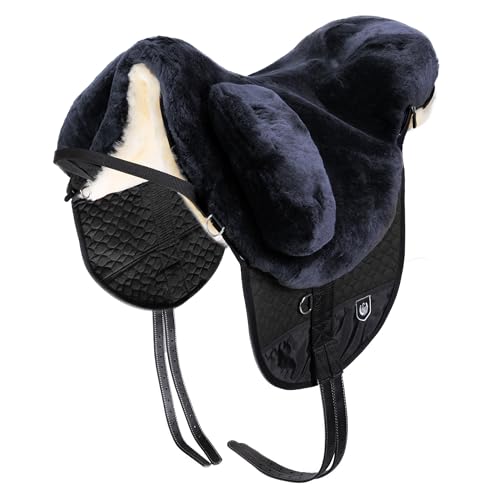 Werner Christ Fellsattel Premium Plus Hochwertiger baumloser Lammfellsattel in Handarbeit gefertigt, Bare-Back-pad, Pferde-Sattel aus echtem Lammfell in anthrazit, Gr. Shetty