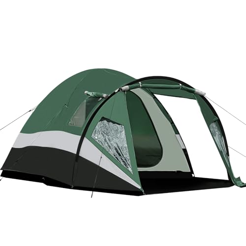Portal Zelt 4 Personen 180cm Stehehöhe Hoch Camping Kuppelzelt XXL mit Vorraum Seitentür&Fenster 3-4 Saison 3000mm Wasserdicht für Outdoor Festival Familie