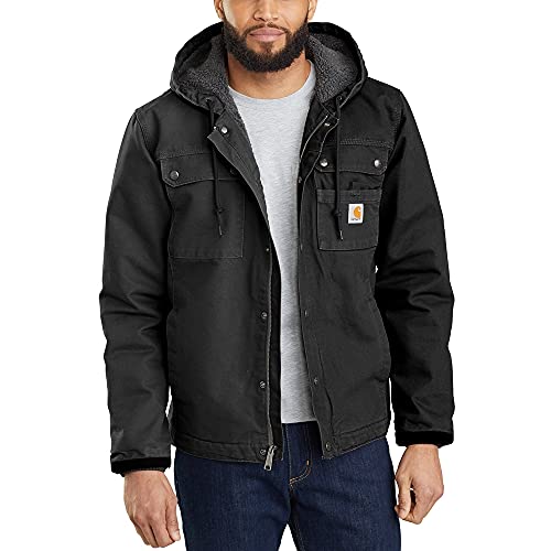 Carhartt, Herren, Lockere Arbeitsjacke aus ausgewaschenem Segelleinen mit Sherpa-Futter, Schwarz, XL