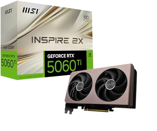 MSI GeForce RTX 5060 Ti 16G Inspire 2X OC - 16GB GDDR7 (28Gbps/128-bit), PCIe 5, Boost: 2617 MHz, HDMI 2.1b, DisplayPort 2.1b