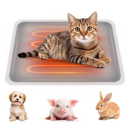 Haustier Heizkissen für Katze Hunde, Elektrische Heizdecke Haustier mit 9 Temperaturstufen und Timer, Wärmematte für Hundebetten 50 x 40 cm, Wasserdichte Heizmatte für Neugeborene/Kleine Tiere
