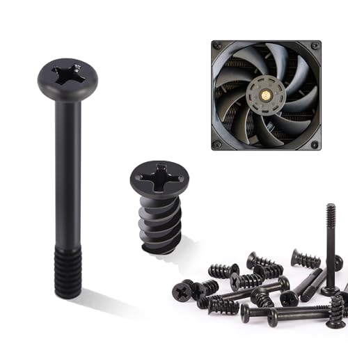 TXXATX 40 Stück PC Gehäuse Schrauben Flacher Kopf PC Lüfter Schrauben Kohlenstoffstahl Computer Gehäuse Ventilatorschrauben Set Schwarz Lüfterschrauben für Gehäuse Lüfter Mainboard Halter