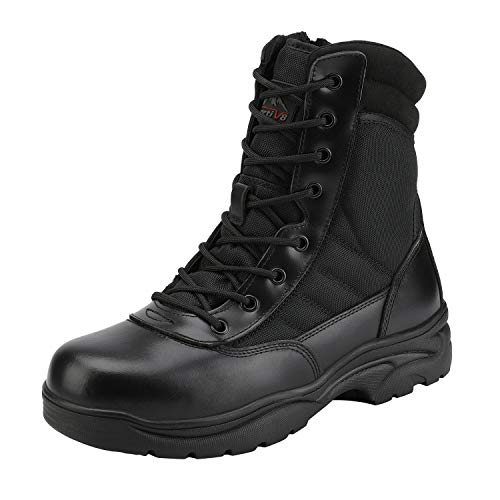 NORTIV 8 Herren Militärische Taktische Arbeitsstiefel Security Einsatzstiefel Boot Zipper Militär Kampfstiefel Springerstiefel,Size 41,Schwarz,TROOPER