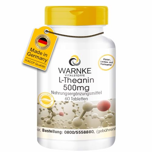 L-Theanin 500mg - 60 Tabletten - hochdosiert & vegan - Aminosäure | Warnke Vitalstoffe - Deutsche Apothekenqualität
