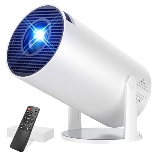 Mini Beamer Unterstützt 4K 1080P, Projektor Tragbarer mit WiFi 6 und Bluetooth 5.4 Beamer Klein 270° Drehen Auto Keystone Android 13.0 Kompatibel mit HDMI/TV Stick/Laptop/Memory Stick