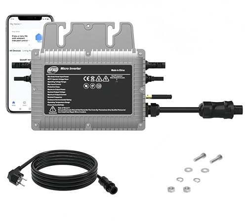 Micro Wechselrichter 800 W with 5 m AC Kabel,Solar Wechselrichter MPPT Micro Solar Power Supply,Plug and Play Home Einfache Installation WiFi Überwachung with App IP67 Wasserdicht