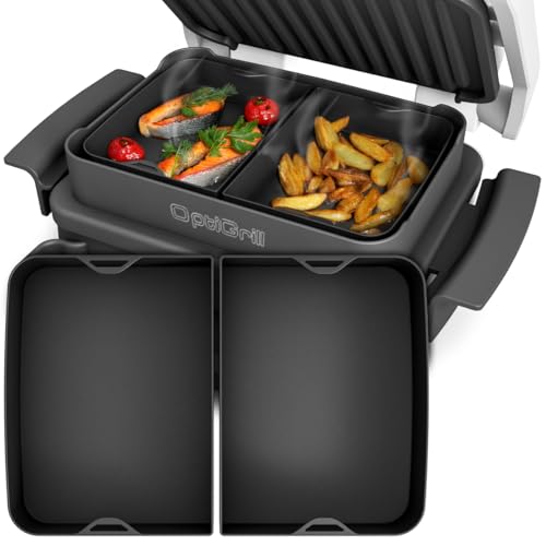ZauberFry Backschalenteiler kompatibel mit Tefal OptiGrill, Elite, Plus +, Elite Plus, 4in1, 2in1-2 x Backschaleneinsatz aus Silikon, Zubehör, Backform