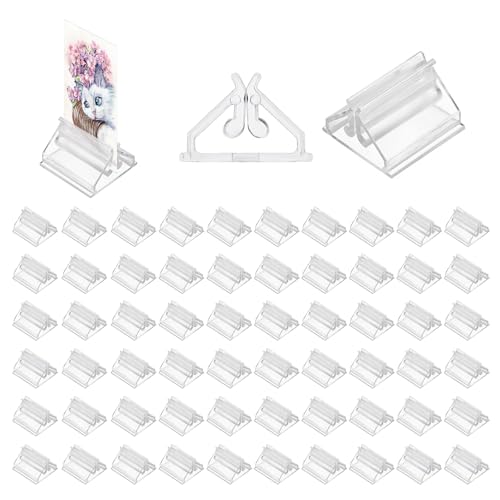 ZHIQIN 100 Stück Kartenständer Plastic Transparent Tischkartenhalter Acryl Spielkartenhalter Klare Kartenspiele Ständer Plastic Game Card Stands für Karten Foto Brettspielmarker Bilder