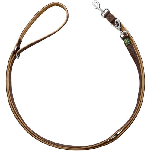 HUNTER Verstellbare Führleine NEOPREN, Farbe: braun/caramel, strapazierfähiges Nylon, 3-fache Verstellmöglichkeit, weiche Neoprenpolsterung, ideal für Alltag und Training, Größe: 15/200