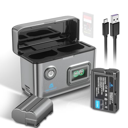 Homesuit EN-EL15c EN-EL15a EN-EL15 Akku 2500mAh & LCD Ladegerät Kit für Nikon ZF Z5 Z6 Z6II Z6III Z7 Z8 D7500 D7000 D7100 D7200 D500 D600 D610 D750 D780 D800 D810 D800E D810A D850 Kameras (2er-Pack)