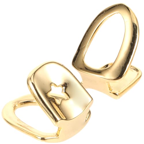 Healvian 2 x Goldgrills, Hip-Hop-Gold-Einzelzahnkappe, Hip-Hop-Zahngrill für Zähne, Mund, Cosplay-Grill, Einzelzahnkappen, goldene Einzelzahn-Zähne, dekorativer Schmuck für Rapper