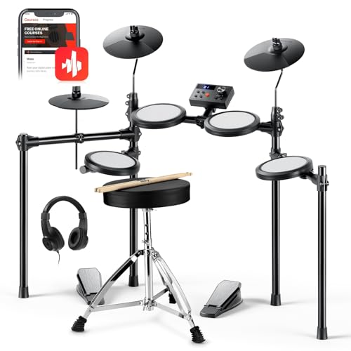 Donner DED-70 E Schlagzeug Elektronisch für Kinder, Electric Drum Set für Anfänger mit 150 Sounds 4 Quiet Mesh Pads 9