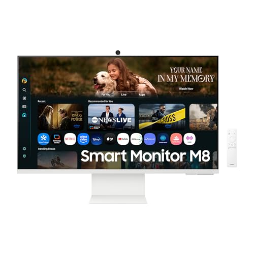 Samsung M80F 32 Zoll 4K Smart AI Monitor, VA-Panel, 3840 x 2160, 60Hz, 4ms (G/G), Kamera, Speaker, Gaming Hub, 4K Upscaling, Sprachsteuerung, Smart TV-Apps & AI Features, HDR10+, USB-C, LS32FM801UUXEN