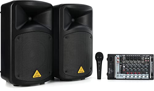 Behringer EPS500MP3 Ultrakompaktes tragbares 500-Watt-8-Kanal-PA-System mit MP3-Player, Reverb und Wireless-Option, schwarz