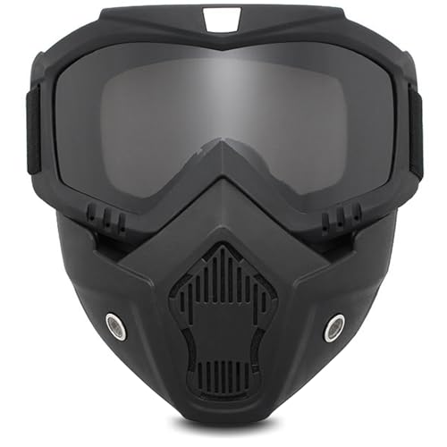 TAIZER Motorradbrille Abnehmbare Motorrad Schutzbrille Staubschutz Brille Abnehmbaren Gesichtsmaske Winddicht Helm Nebelfest Winddicht Reiten Sonnenbrille Fahrrad Dirtbike Motocross (grau)