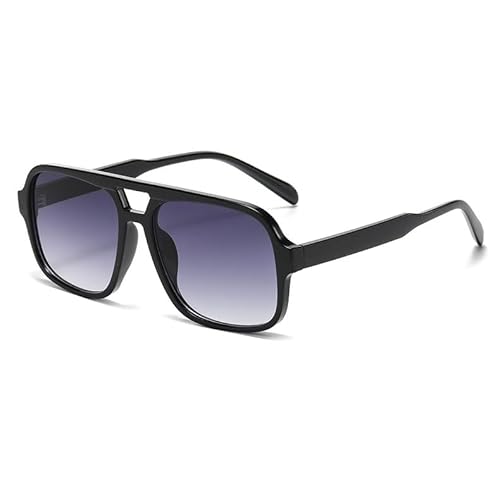 JCTAIFOO Retro Sonnenbrille für Herren Damen Klassische 70er Vintage Rechteckige Oversized Quadratisch Sonnenbrille (Schwarz/Grau Gradient)