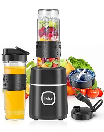 Mixer, Smoothie Maker, 500W Mini Standmixer mit 2x570ml Tritan BPA Freier Flasche, Tragbarer Edelstahl Blender, Geräuscharm, Leicht zu Reinigen 4-Klingen-System,für Jede Art von Shake und Smoothie