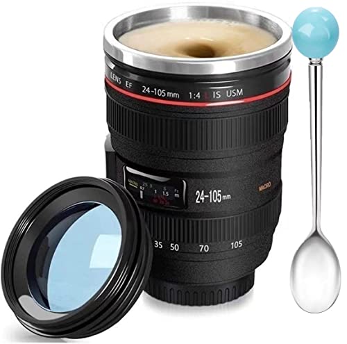 Kaffeebecher mit Kameralinse, lustiges Foto-Objektiv, Edelstahl-Thermobecher, tolles Geschenk für Fotografen, Heimbedarf, Freunde, Schulbelohnungen – Chasing Y