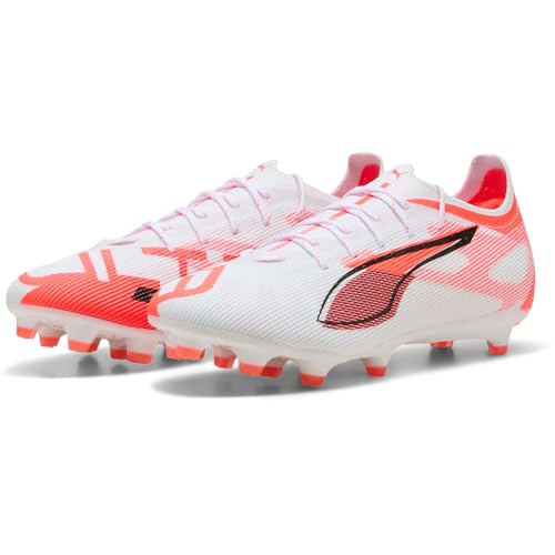 PUMA Unisex Ultra 5 PRO FG/AG Fussballschuh, White Black-Glowing RED, 43 EU