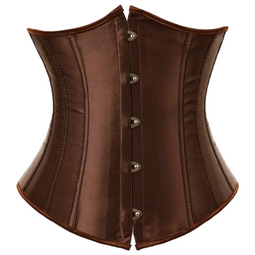 KUOSE Damen Waist Cincher Unterbrust Korsage Korsett Shaper Body Bauchweg Corsage Übergrößen (Braun, 34-36)