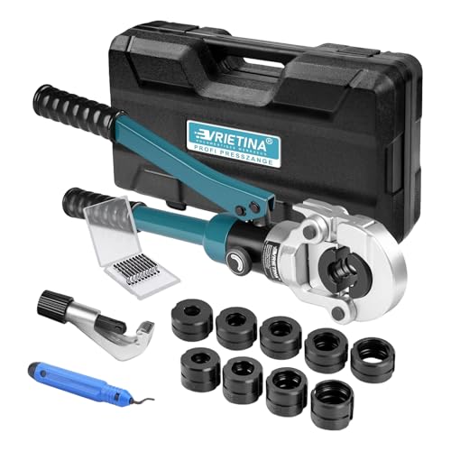 Profi Presszange Kupferrohr V-Kontur Und TH-Kontur mit Rohrabschneider,Presszange Verbundrohr für Kupferrohr, Edelstahlrohr, Handpresszange Kupferrohr mit V12 V15 V18 V22 V28 Und TH16 TH20 TH26 TH32