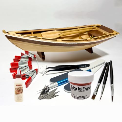 Midwest Schlauchboot Holzschiff Modellbausatz für Erwachsene DIY Holzhandwerk Selbstmontage – komplettes Kit für mit Werkzeug, Farbe und Kleber im Lieferumfang enthalten