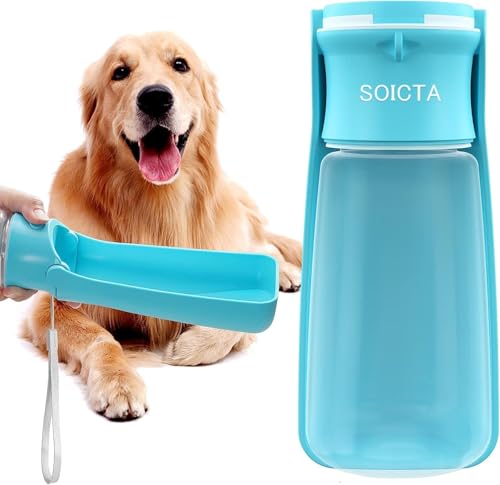 Trinkflasche Hunde für Unterwegs zum Gehen 550ml oder 350ml Hundetrinkflasche für Unterwegs für Welpen Kleine Mittel Große Trinkflasche Hund Hunde Wasserflaschen to Go(550ml Blau)