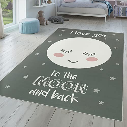 TT Home Kinderteppich Teppich Kinderzimmer Junge Mädchen Spielteppich Baby Modern, Farbe: Grau, Größe:80x150 cm