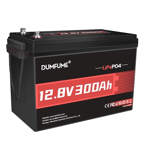 Dumfume 12V 300Ah Lithium Batterie - LiFePO4 Akku, 200A BMS Wiederaufladbar 3840Wh 15000+ Zyklen, Kälteschutz Ideal für Photovoltaik, Notstrom, Wohnmobil