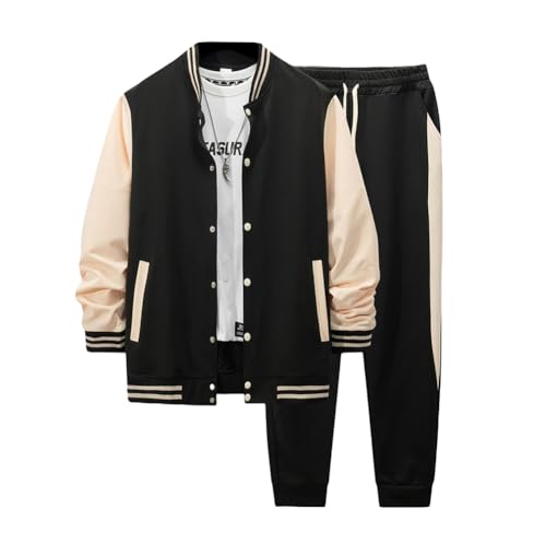 DONYKARRY Jogginganzug Herren Set Trainingsanzug Sportanzug Langarm Freizeitanzug Männer Tracksuit für Fußball Gym Fitness Sporthose(Schwarz,L)