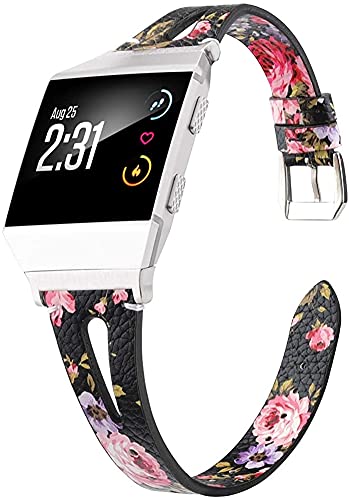 Chainfo Schnellverschluß Uhrenarmbänder kompatibel mit Fitbit Ionic - Leder Armbänder für Herren und Damen im eleganten Stil (Pattern 5)