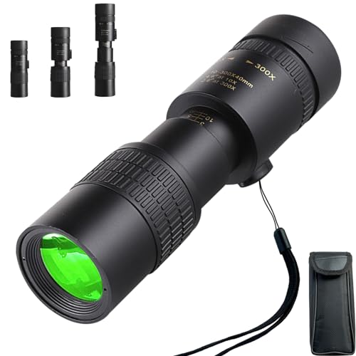 Verbessert 10-300x40 Monokular Teleskop Fernrohr für Erwachsene, Zoom Mit BAK4 und FMC Objektiven für Konzerte, Vogelbeobachtung, Sternbeobachtung