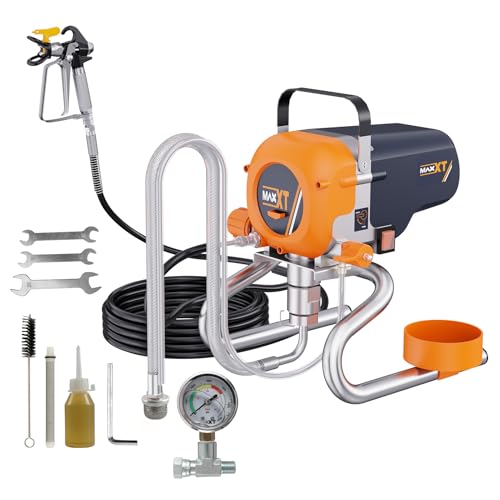 MAXXT Airless-Farbspritzgerät | 226 bar Hochdruck | 1,6 L/min Maximaldurchfluss | 7,5 m Hochdruckschlauch | Spray-Tip 517 | Inkl. Druckregelung & robustem Schlauchdesign