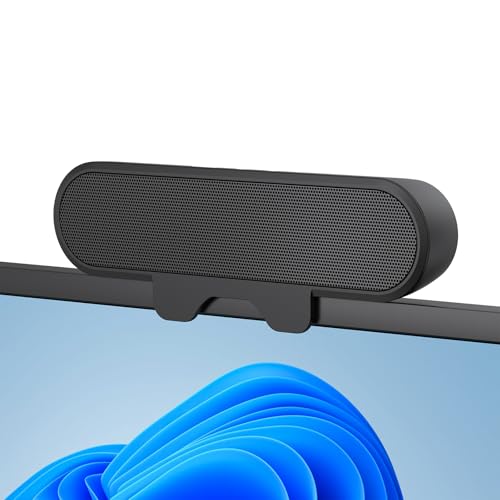 Inwa PC Lautsprecher, USB Monitor Lautsprecher mit Clip-On, 10W mit HD Stereo Sound, Clip per 0.1-1.1’Monitor, für PC Monitor, Laptop, Handy, Desktop, Outdoor, Plug and Play(Schwarz)