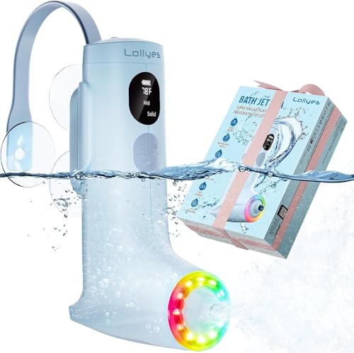 Bade Spa Maschine, Tragbare Massagegerät für Badewanne mit Dual-Hydrotherapie-Modi, 3-stufigem Wasserfluss, IP68 Wasserdicht, LED-Umgebungsbeleuchtung, Kabelloser 2600mAh Akku, Blau