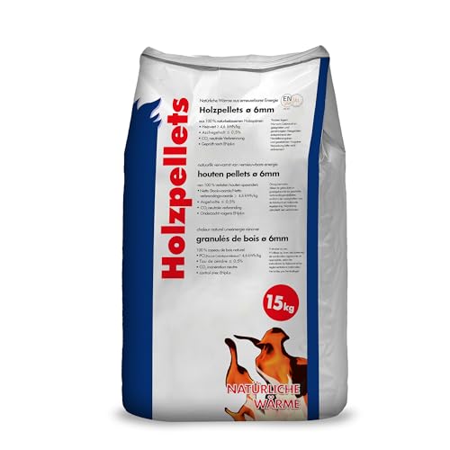 Holzpellets 6mm 15kg - Kaminpellets Heiz Pellet - ohne Bindemittel & chemischen Zusätzen