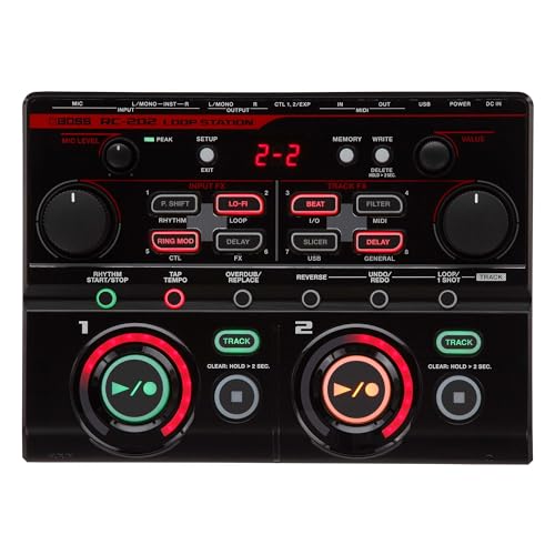 BOSS RC-202 Loop Station | Fingertip-Looper für progressive Musiker und Produzenten | Zwei Stereo-Tracks | 64 Phrasen-Speicher | USB Audio/MIDI Interface