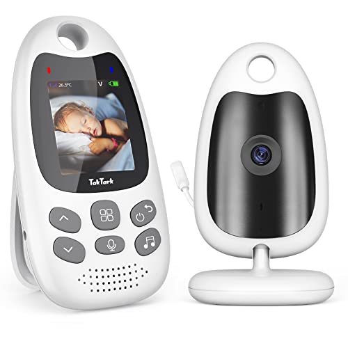 TakTark Babyphone mit Kamera, Babyfon mit Kamera 2'' Video Baby Monitor, Kamera und Audio Babyphone mit VOX Funktion, Gegensprechfunktion, Nachtsicht, Temperaturüberwachung