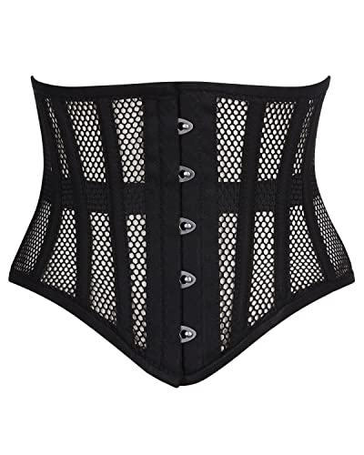 Corsets Island Waist Training Steel Boned Mesh Corset Taillentrainings-Korsett Stahlverstärkt, Hochwertiger Shaper (DE/NL/SE/PL, Alphanumerisch, L, Regular, Regular, Schwarz - Black)
