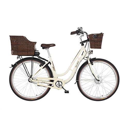 Fischer E-Bike City CITA ER 1804, Elektrofahrrad, Elfenbein glänzend, 28 Zoll, RH 48 cm, Frontmotor 32 Nm, 36 V Akku